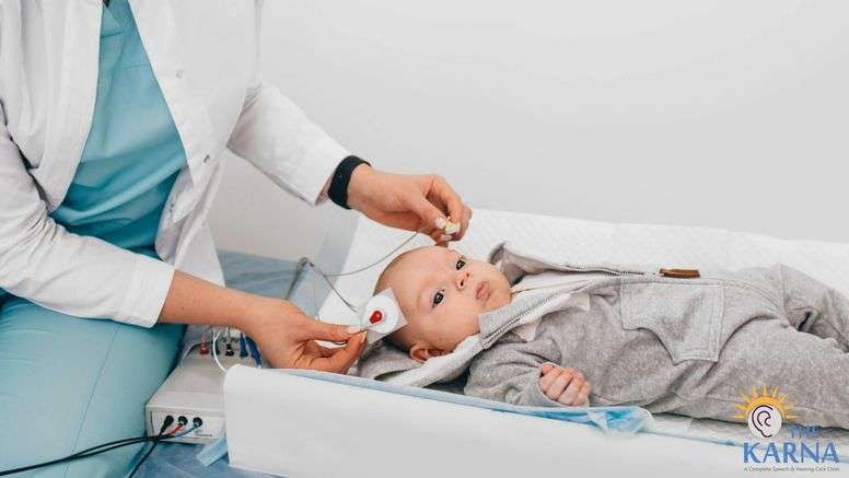 BERA test recording brainstem responses to sound for hearing evaluation.